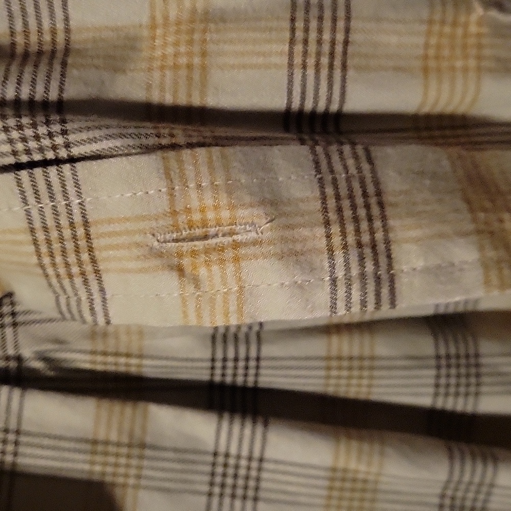 Eddie Bauer Tan Plaid Button-Down Shirt - Picture 3 of 3